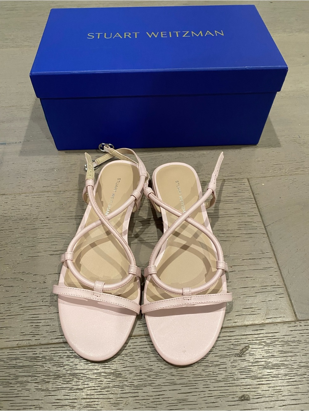 Stuart Weitzman Pale Pink Strappy Flat Sandals